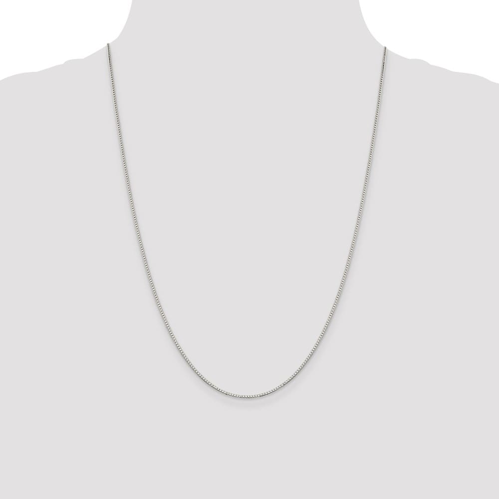 Sterling Silver Rhodium Finish 1.1mm Box Chain Size 24