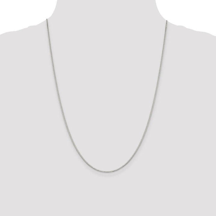 Sterling Silver Rhodium Finish 1.1mm Box Chain Size 24