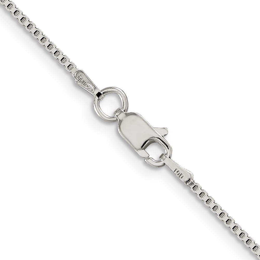 Sterling Silver Rhodium Finish 1.25mm Box Chain