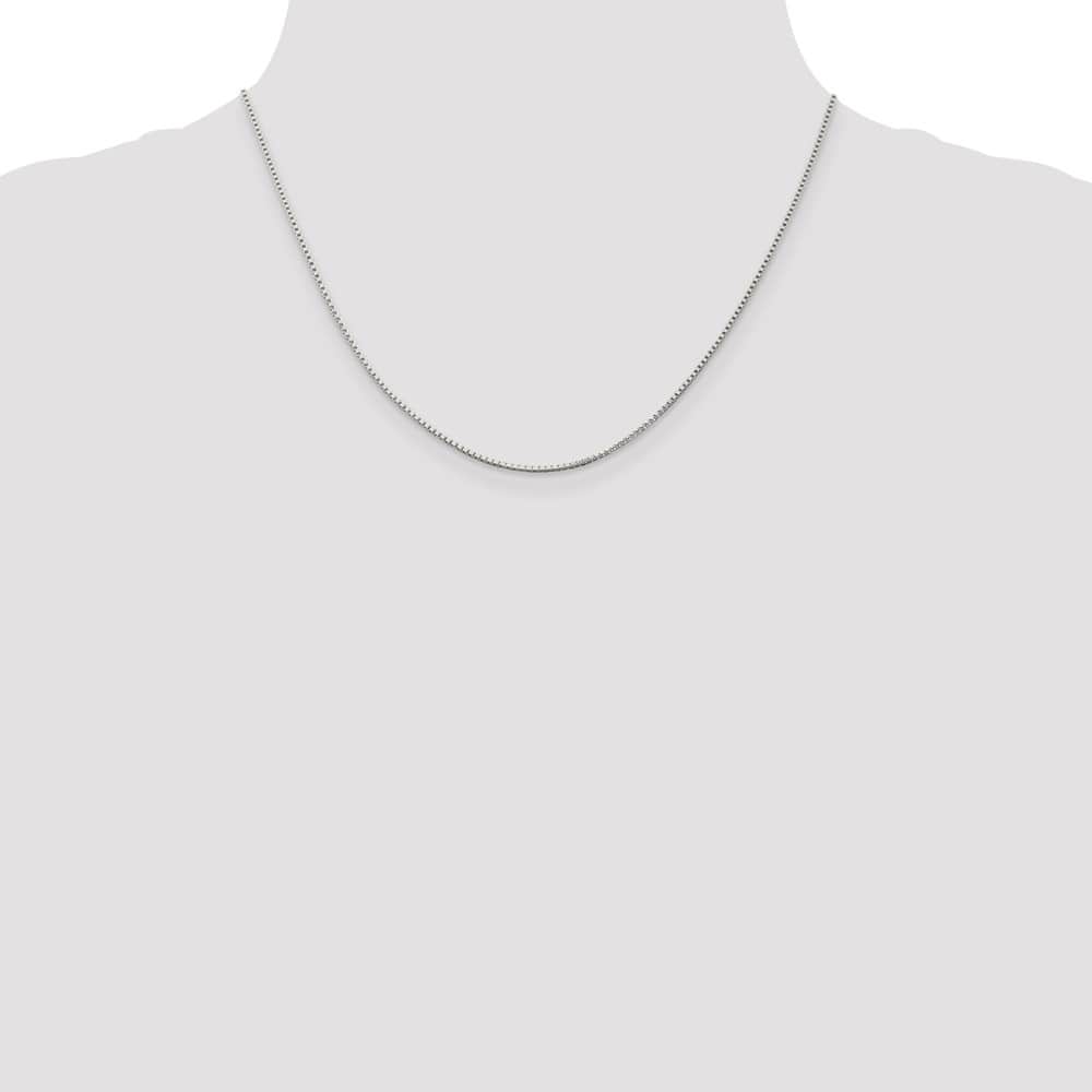 Sterling Silver Rhodium Finish 1.25mm Box Chain Size 18