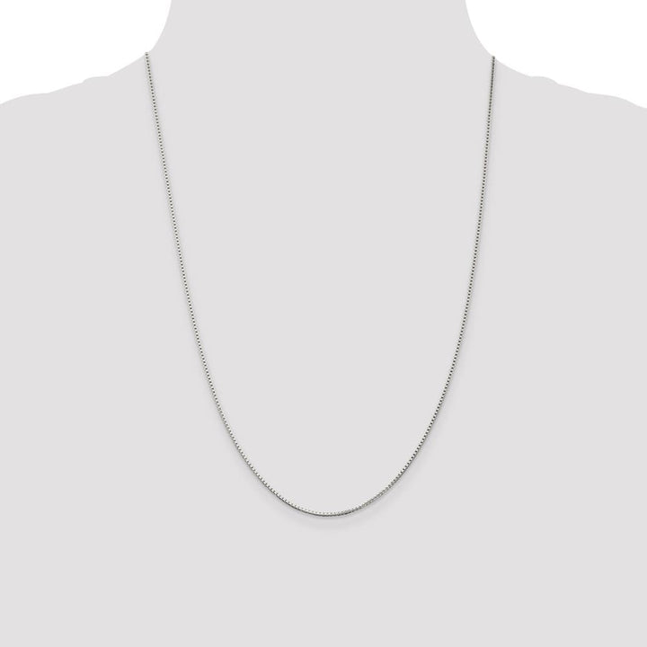 Sterling Silver Rhodium Finish 1.25mm Box Chain Size 24