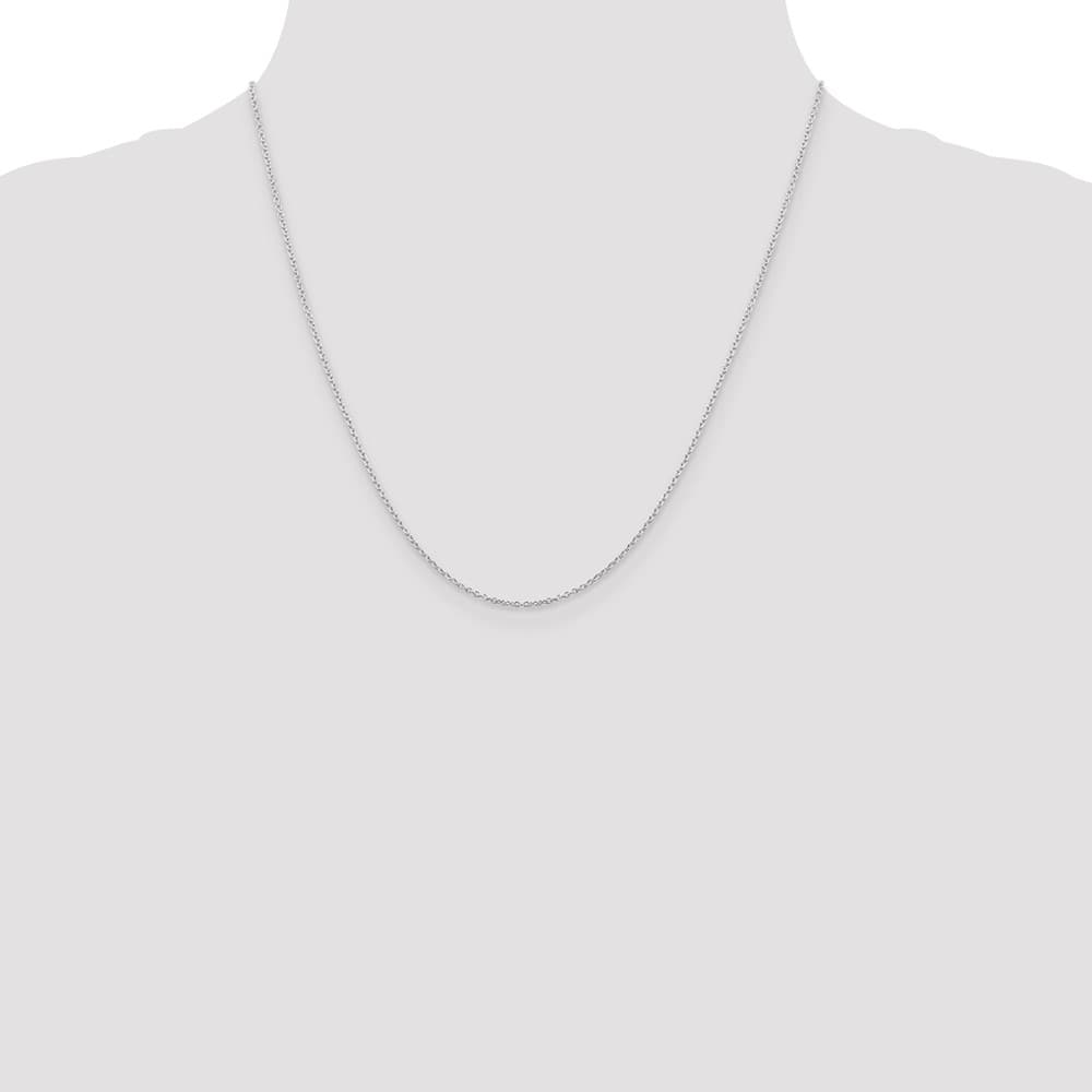 Sterling Silver Rhodium Finish 1.25mm Cable Chain Size 20