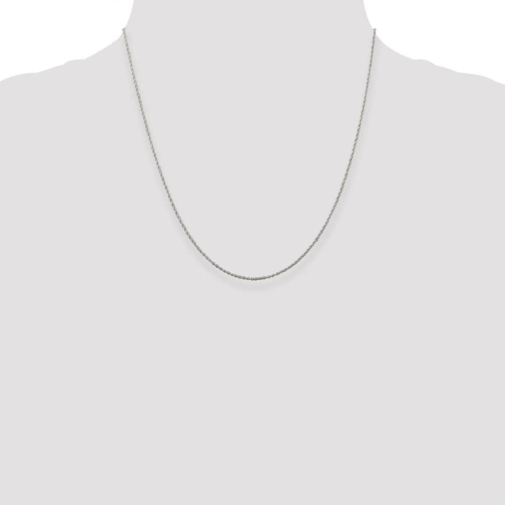 Sterling Silver Rhodium Finish 1.3mm Loose Rope Chain Size 20