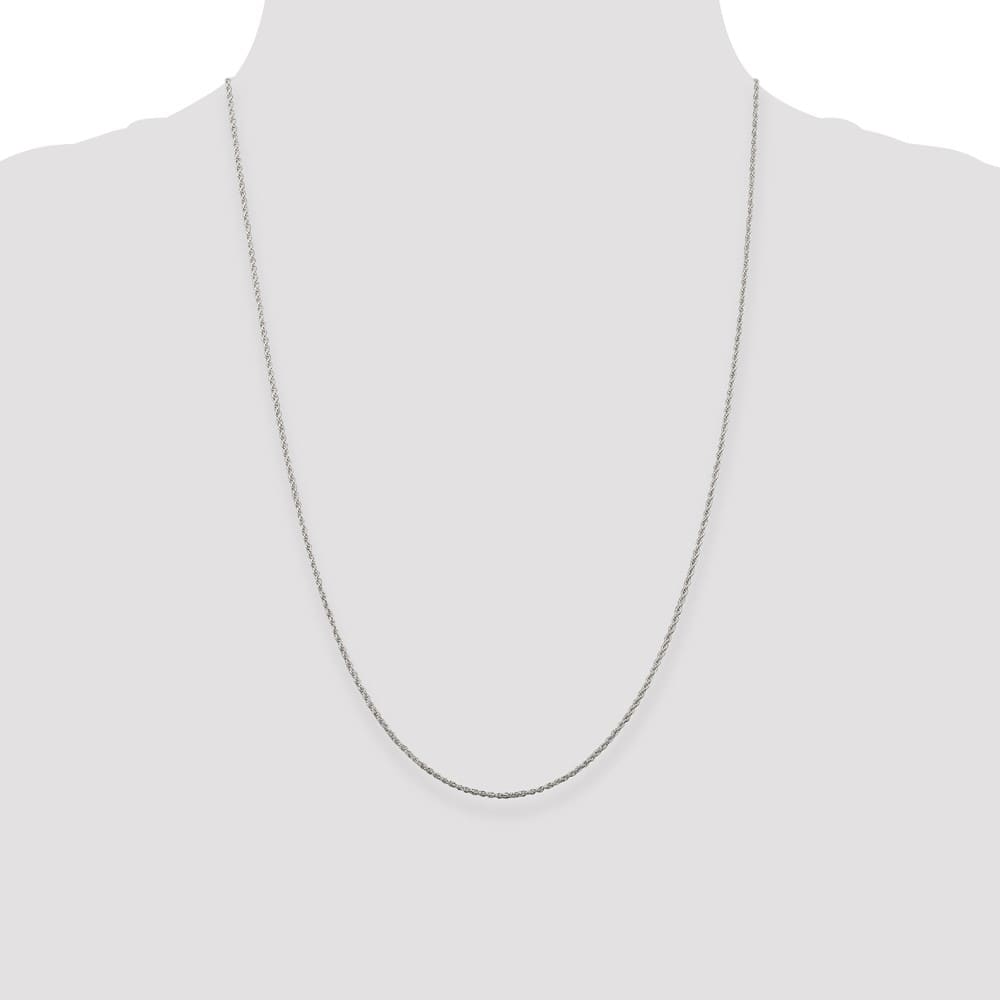 Sterling Silver Rhodium Finish 1.3mm Loose Rope Chain Size 24