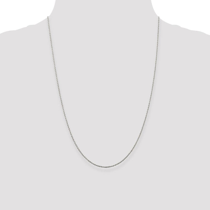 Sterling Silver Rhodium Finish 1.3mm Loose Rope Chain Size 24