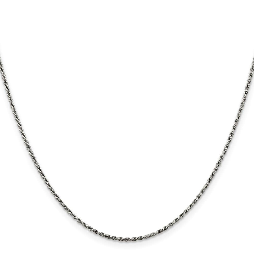 Sterling Silver Rhodium Finish 1.5mm D.C. Rope Chain
