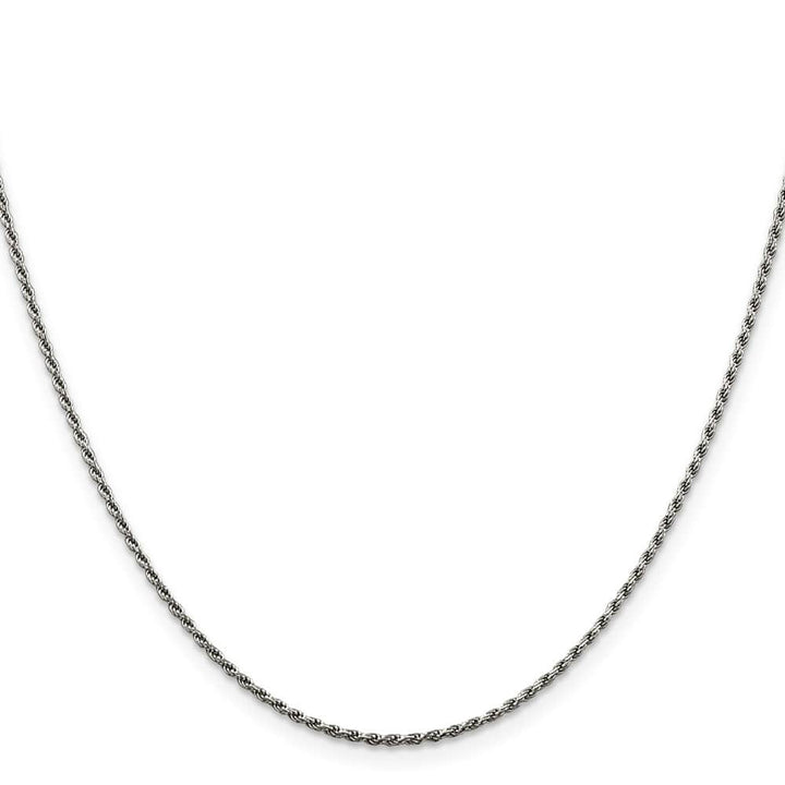 Sterling Silver Rhodium Finish 1.5mm D.C. Rope Chain