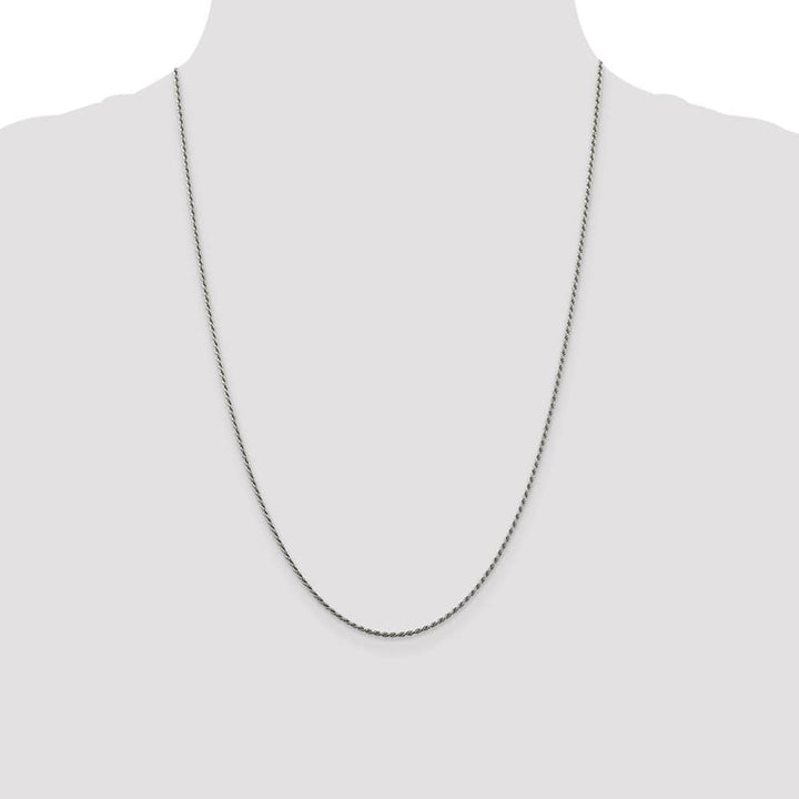 Sterling Silver Rhodium Finish 1.5mm D.C. Rope Chain Size 24