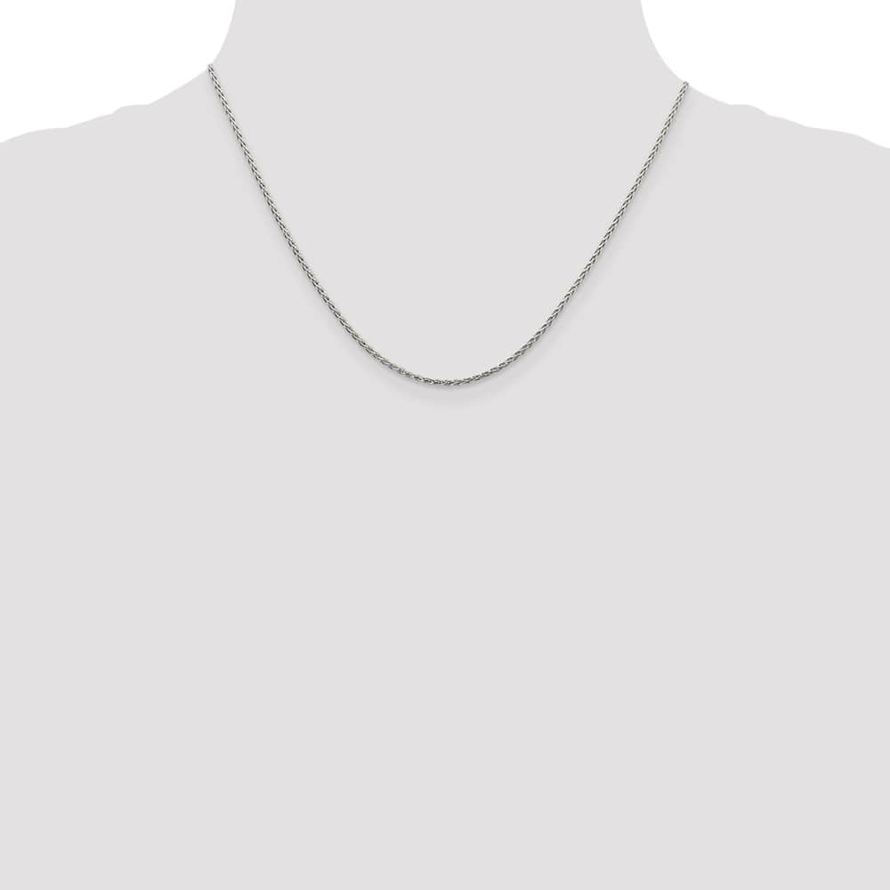Sterling Silver Rhodium Finish 1.5mm D.C. Spiga Chain Size 18