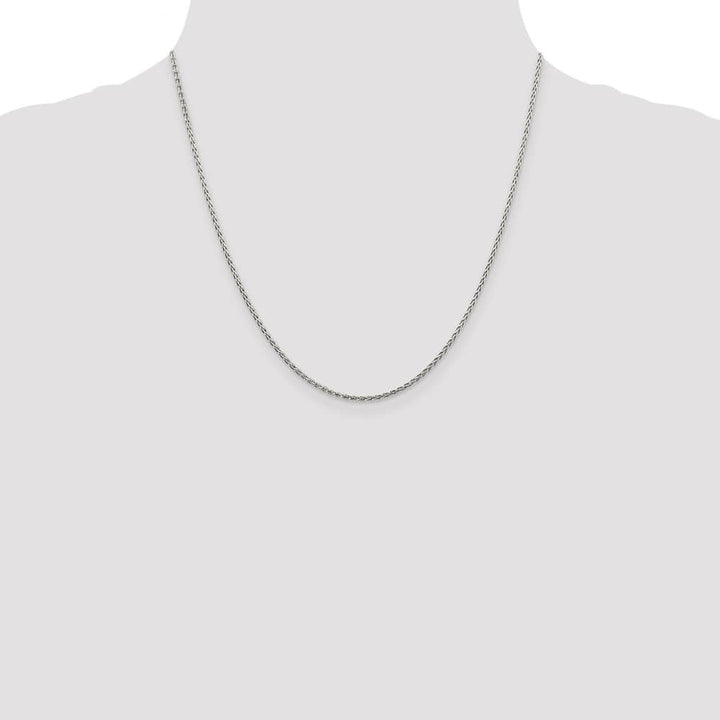 Sterling Silver Rhodium Finish 1.5mm D.C. Spiga Chain Size 20