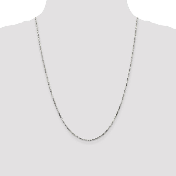 Sterling Silver Rhodium Finish 1.5mm D.C. Spiga Chain Size 24