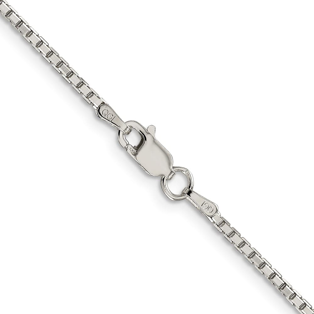 Sterling Silver Rhodium Finish 1.7mm 8 Sided Mirror Box Chain