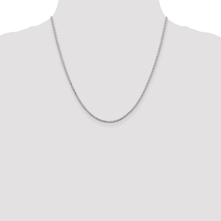 Sterling Silver Rhodium Finish 1.7mm 8 Sided Mirror Box Chain Size 20