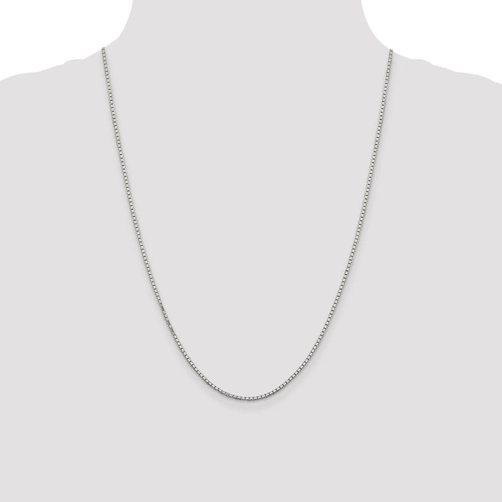 Sterling Silver Rhodium Finish 1.7mm 8 Sided Mirror Box Chain Size 24
