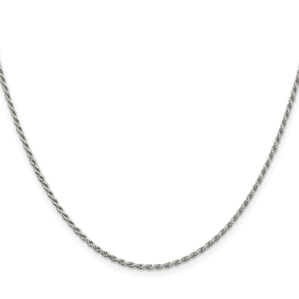Sterling Silver Rhodium Finish 1.7mm D.C. Rope Chain