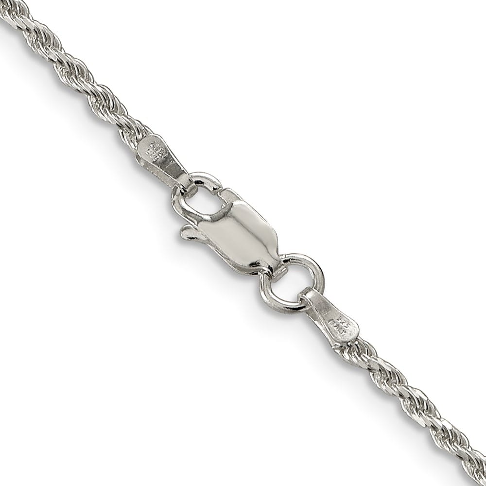 Sterling Silver Rhodium Finish 1.85mm D.C. Rope Chain