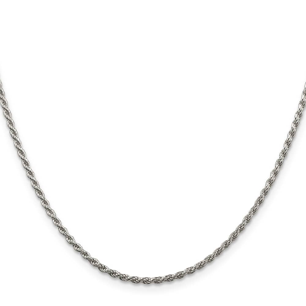 Sterling Silver Rhodium Finish 1.85mm D.C. Rope Chain