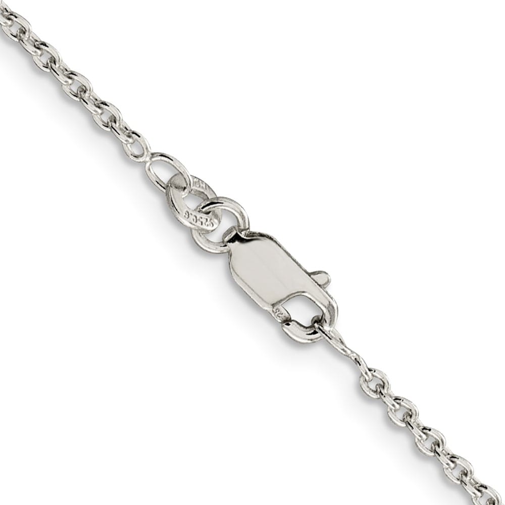 Sterling Silver Rhodium Finish 1.95mm Cable Chain