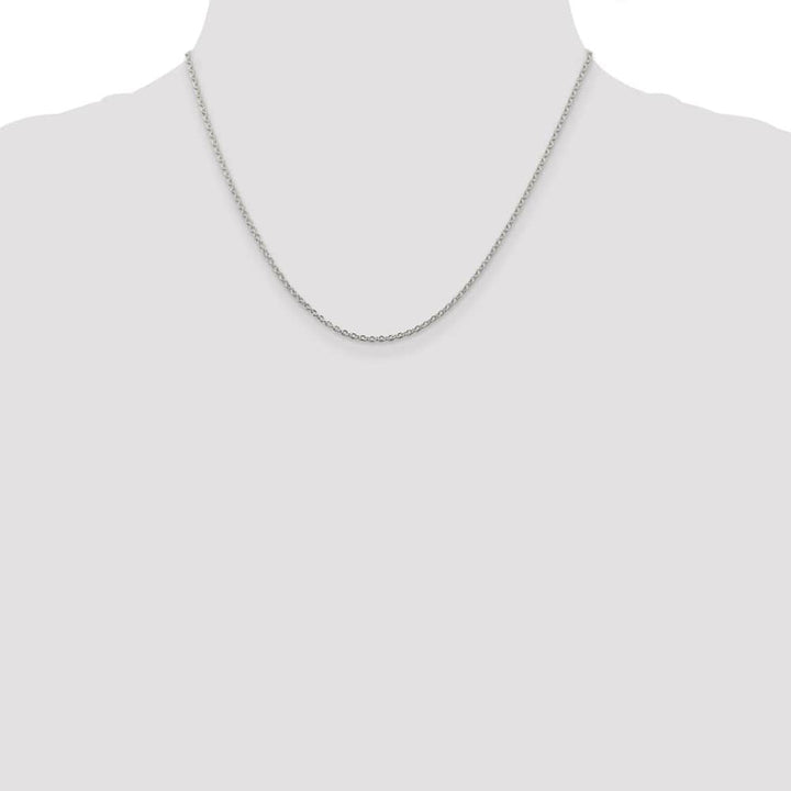 Sterling Silver Rhodium Finish 1.95mm Cable Chain Size 18