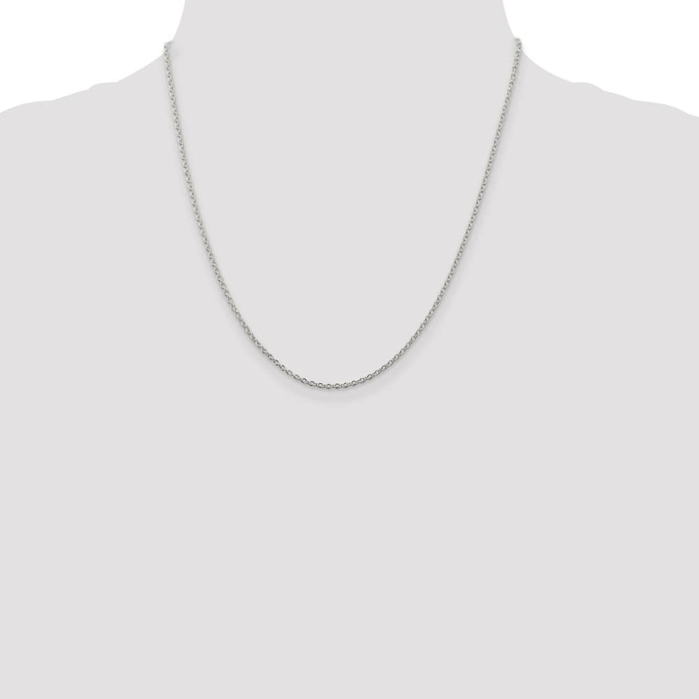 Sterling Silver Rhodium Finish 1.95mm Cable Chain Size 20