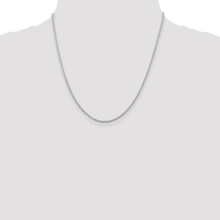 Sterling Silver Rhodium Finish 1.95mm Cable Chain Size 20