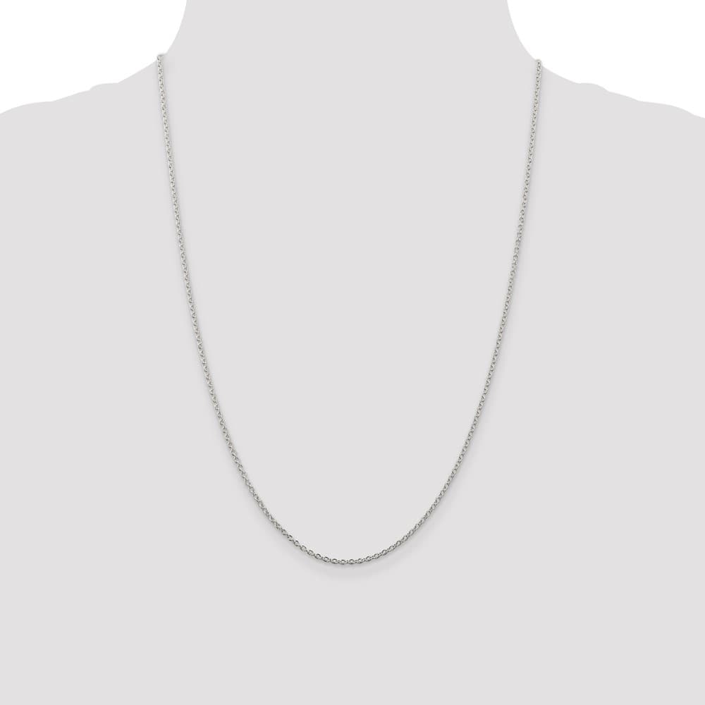 Sterling Silver Rhodium Finish 1.95mm Cable Chain Size 24