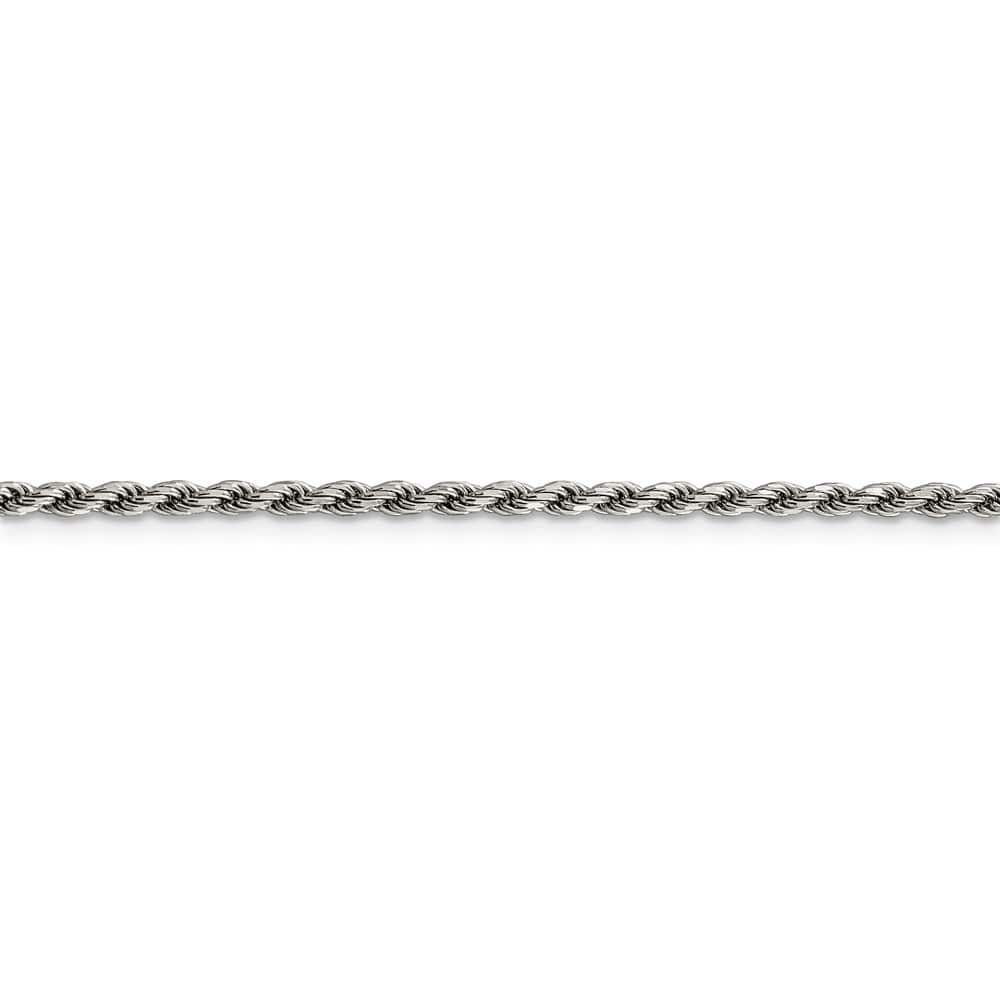 Sterling Silver Rhodium Finish 2.25mm D.C. Rope Chain