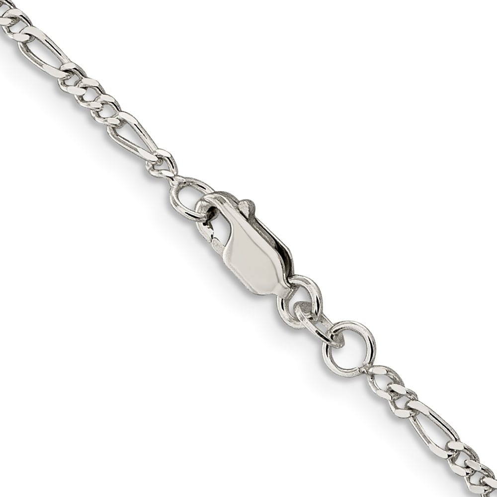 Sterling Silver Rhodium Finish 2.25mm Figaro Chain