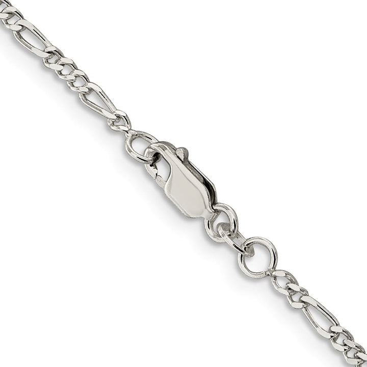 Sterling Silver Rhodium Finish 2.25mm Figaro Chain