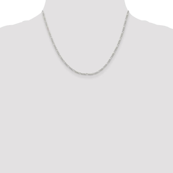 Sterling Silver Rhodium Finish 2.25mm Figaro Chain Size 18