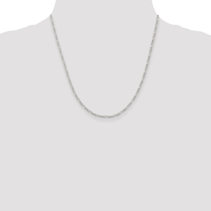 Sterling Silver Rhodium Finish 2.25mm Figaro Chain Size 20