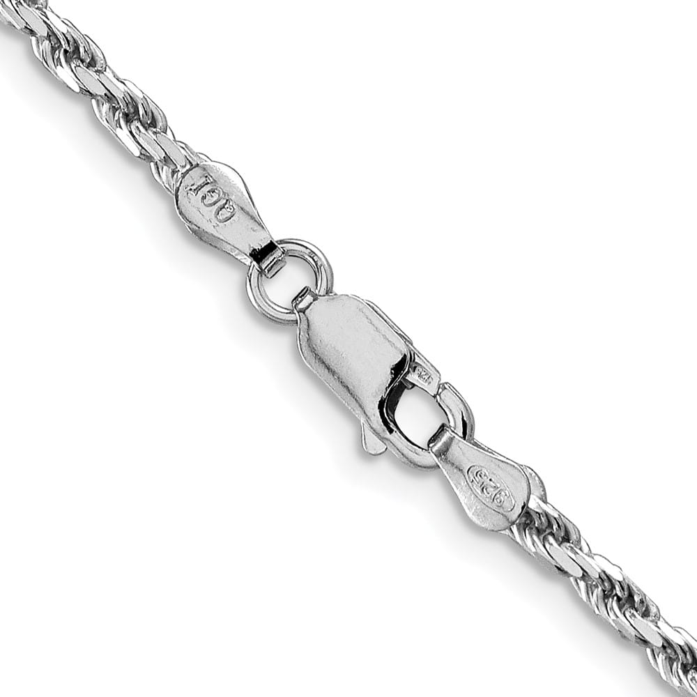 Sterling Silver Rhodium Finish 2.5mm D.C. Rope Chain