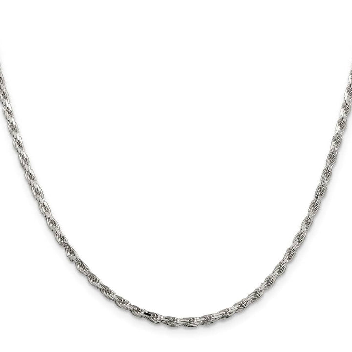 Sterling Silver Rhodium Finish 2.5mm D.C. Rope Chain