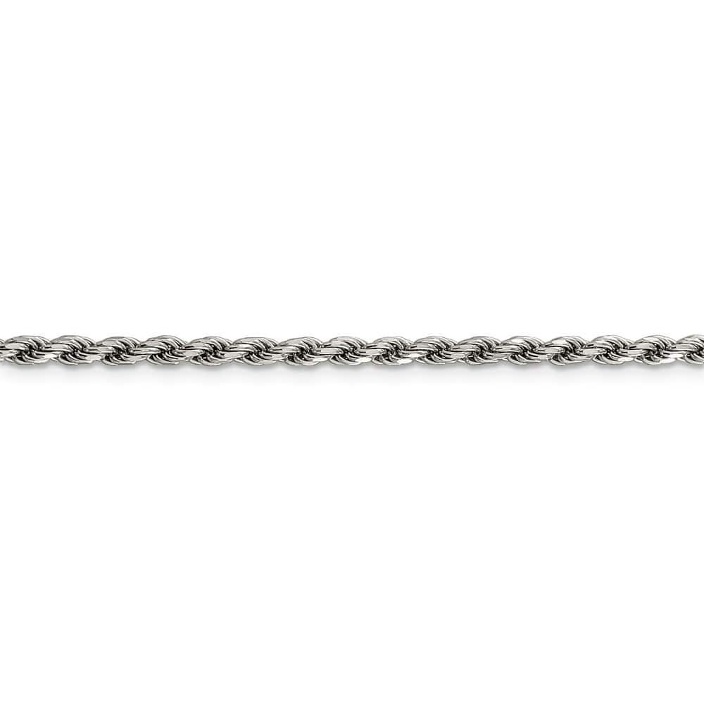 Sterling Silver Rhodium Finish 2.75mm D.C. Rope Chain