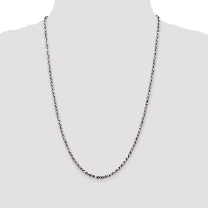 Sterling Silver Rhodium Finish 2.75mm D.C. Rope Chain