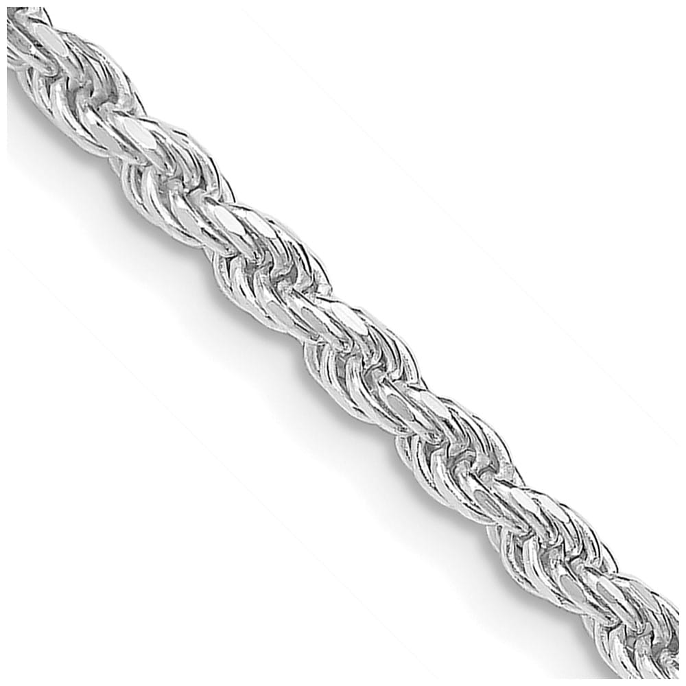 Sterling Silver Rhodium Finish 2.75mm D.C. Rope Chain
