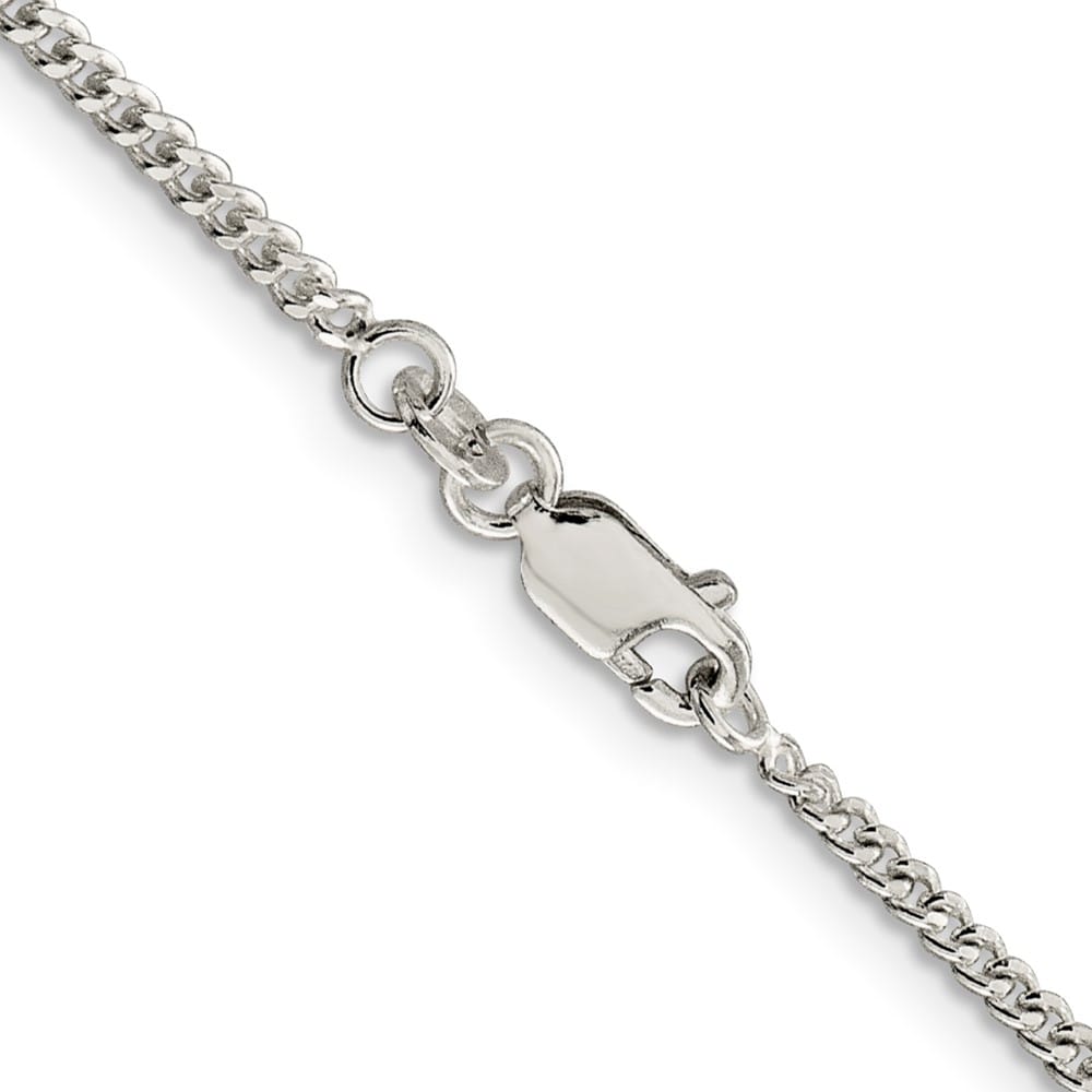 Sterling Silver Rhodium Finish 2mm Curb Chain