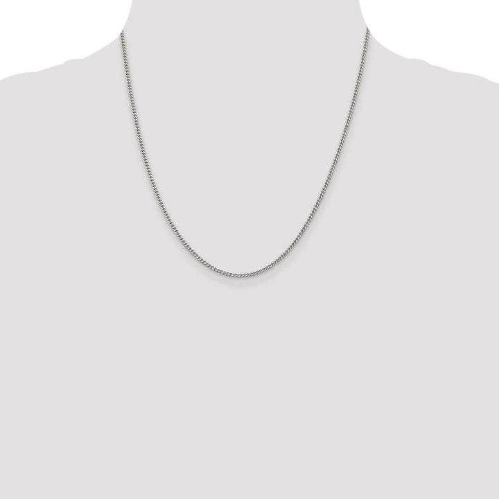 Sterling Silver Rhodium Finish 2mm Curb Chain Size 20