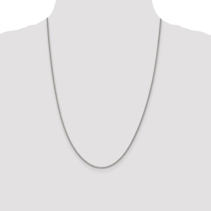 Sterling Silver Rhodium Finish 2mm Curb Chain Size 24