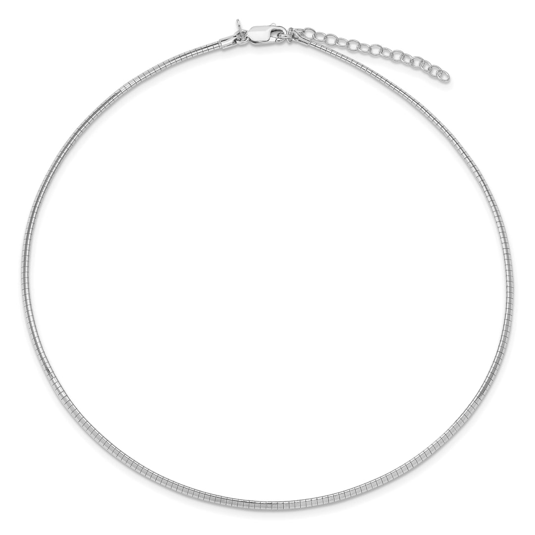 Sterling Silver Rhodium Finish 2mm with Extension Cubetto Chain