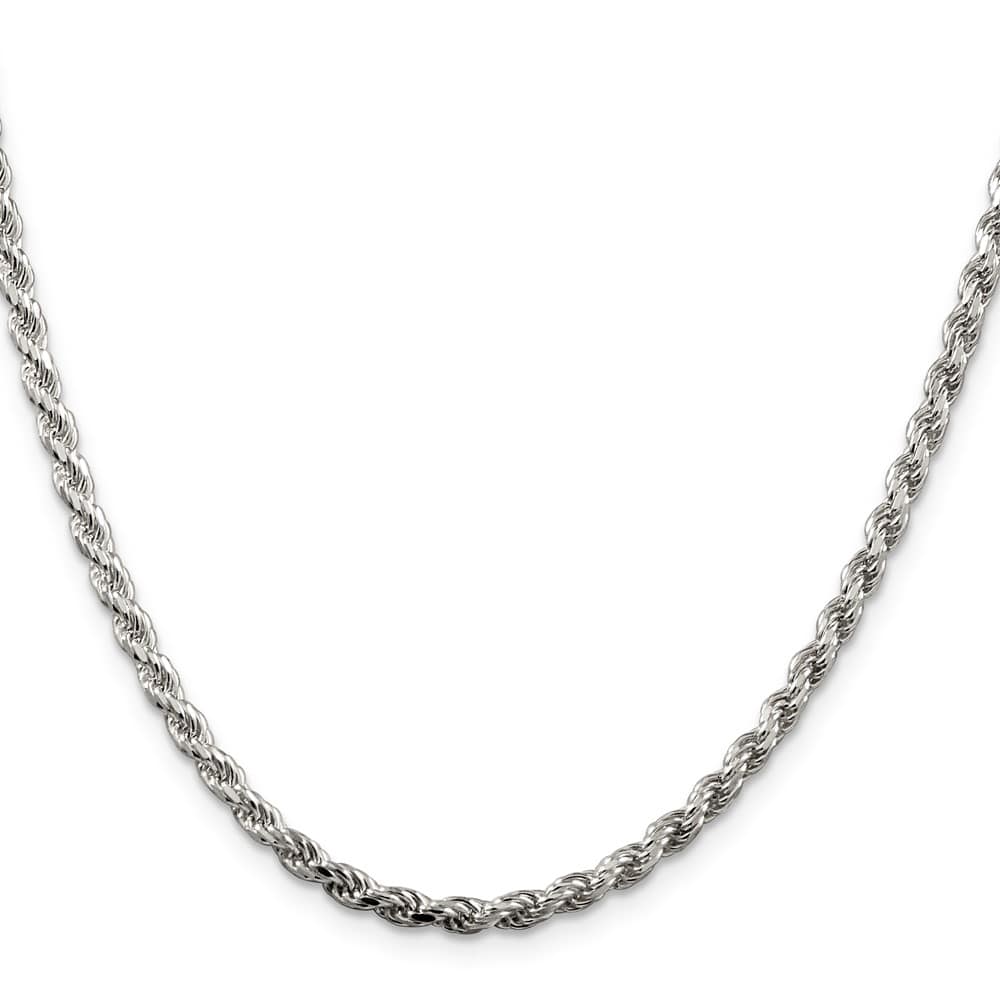 Sterling Silver Rhodium Finish 3.2mm D.C. Rope Chain