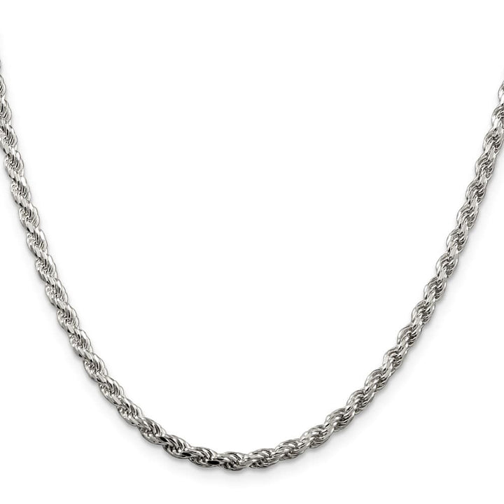 Sterling Silver Rhodium Finish 3.2mm D.C. Rope Chain