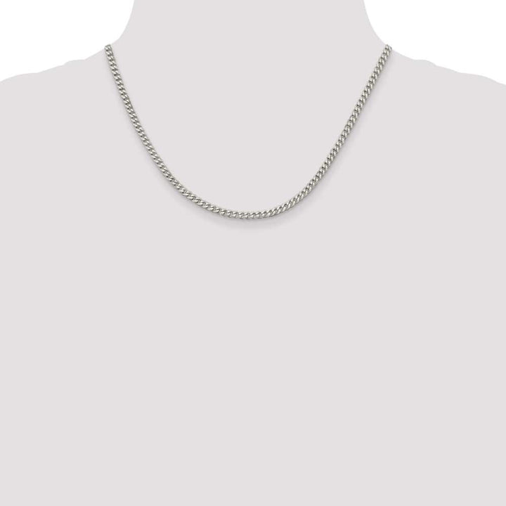 Sterling Silver Rhodium Finish 3.5mm Curb Chain Size 18