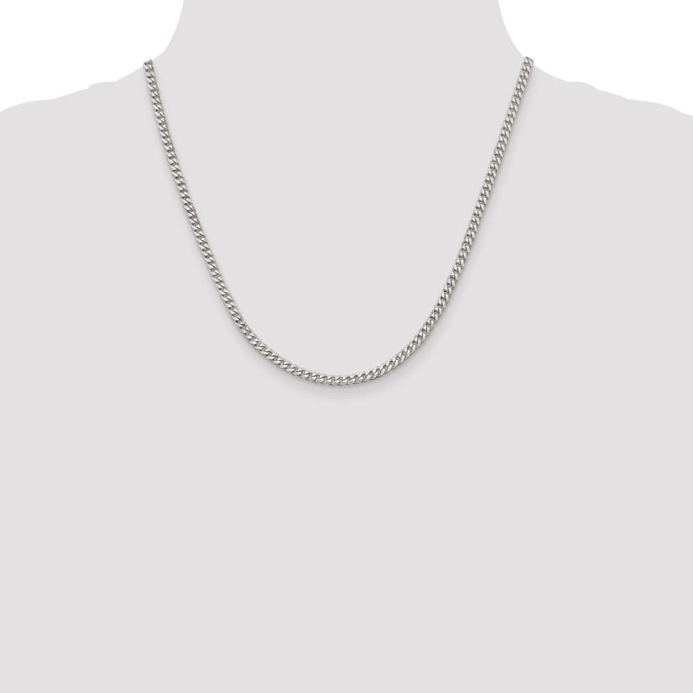 Sterling Silver Rhodium Finish 3.5mm Curb Chain Size 20