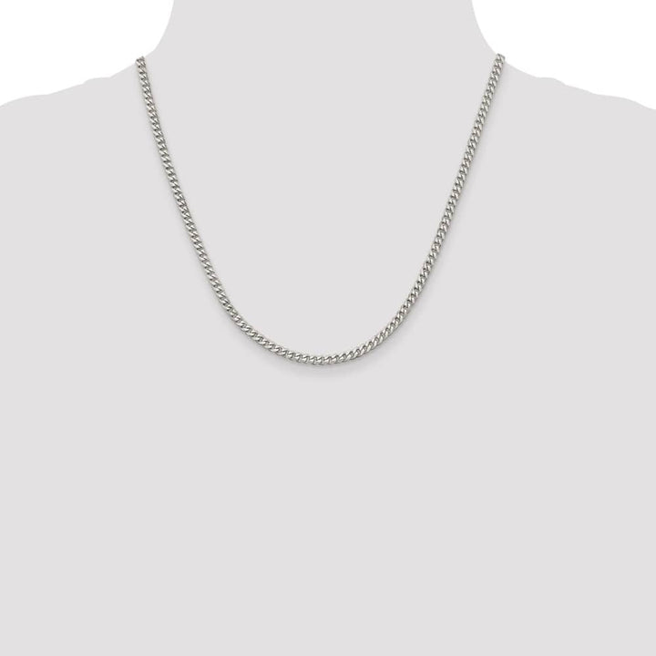 Sterling Silver Rhodium Finish 3.5mm Curb Chain Size 20