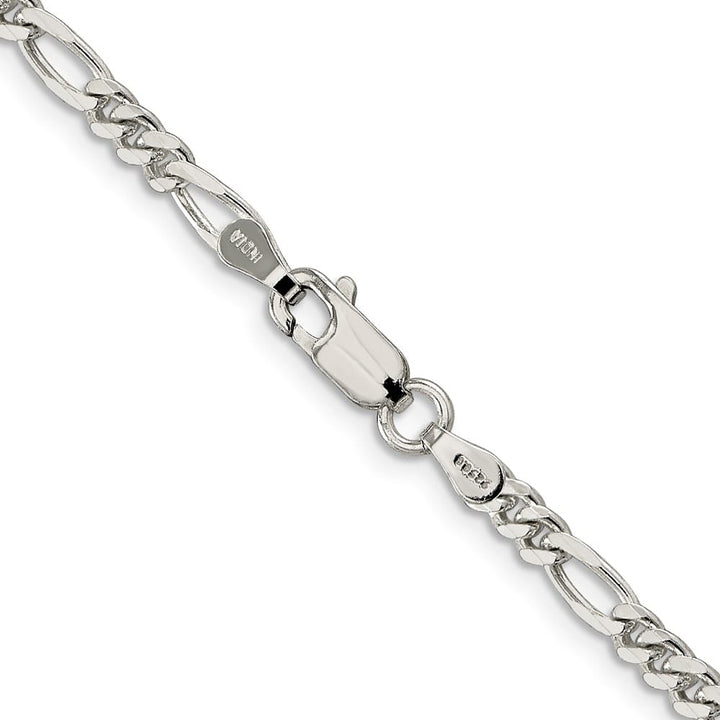 Sterling Silver Rhodium Finish 3.5mm Figaro Chain