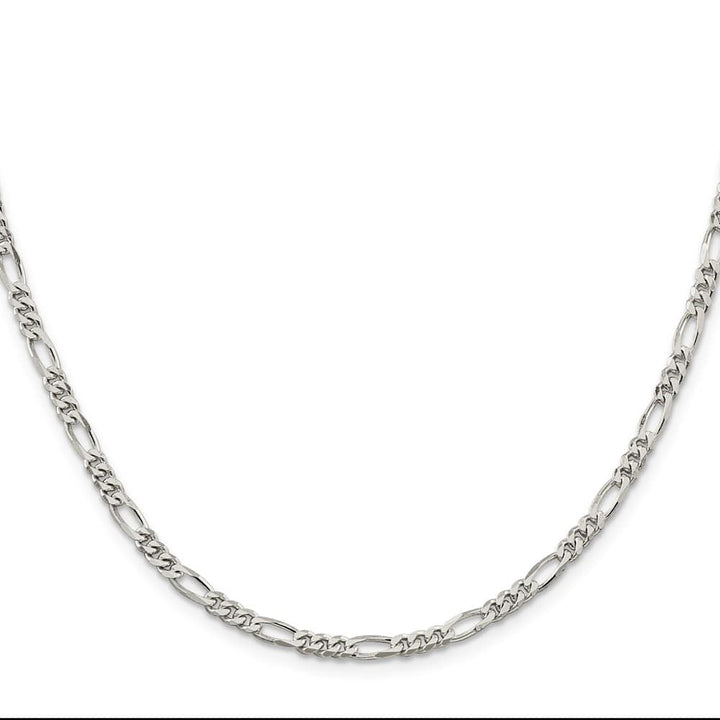 Sterling Silver Rhodium Finish 3.5mm Figaro Chain