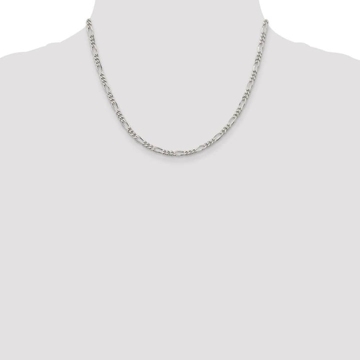 Sterling Silver Rhodium Finish 3.5mm Figaro Chain Size 18