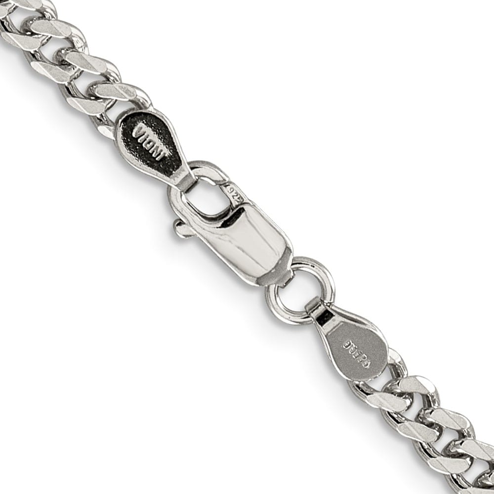 Sterling Silver Rhodium Finish 4.5mm Curb Chain