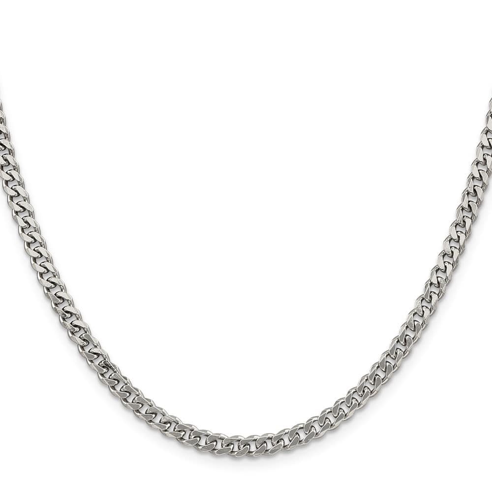Sterling Silver Rhodium Finish 4.5mm Curb Chain
